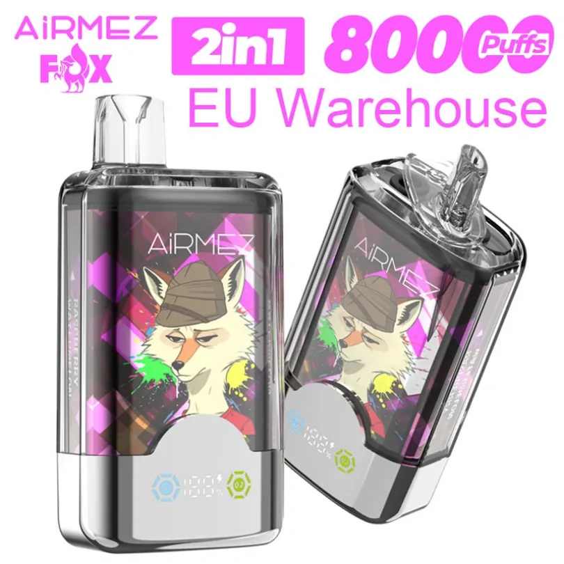 Airmez 80000 퍼프 80K Fox 2 in 1 듀얼-맛 일회용 Vape